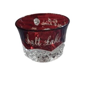 Antique 1902 ruby flash glass souvenir cup